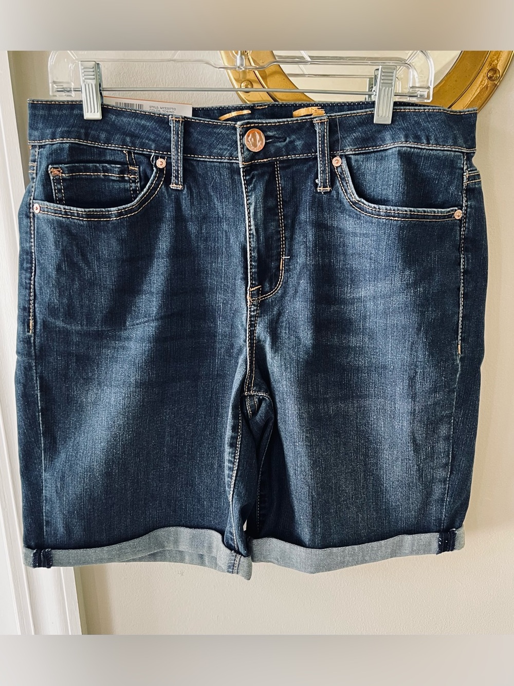 Seven7 Dark Blue Denim Sunset Bermuda Shorts